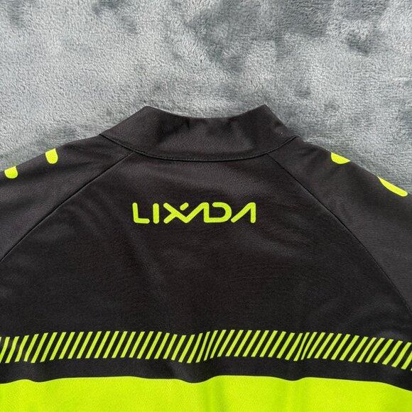 Lixada Cycling Jersey XL Black Neon Green Short Sleeve Full Zip Reflective - Picture 4 of 8